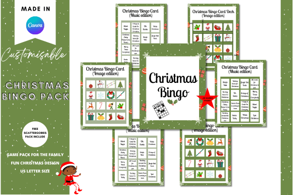 Canva Christmas Bingo Game Pack for Business and Family Fun